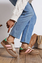 Ladies Flat Lace up Gum Sole Fashion Casual Trainers in Brown