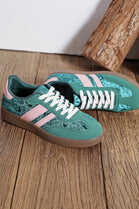 Ladies Flat Lace up Gum Sole Fashion Casual Trainers in Green