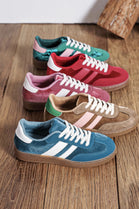 Ladies Flat Lace up Gum Sole Fashion Casual Trainers in Blue