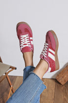 Ladies Flat Lace up Gum Sole Fashion Casual Trainers in Purple