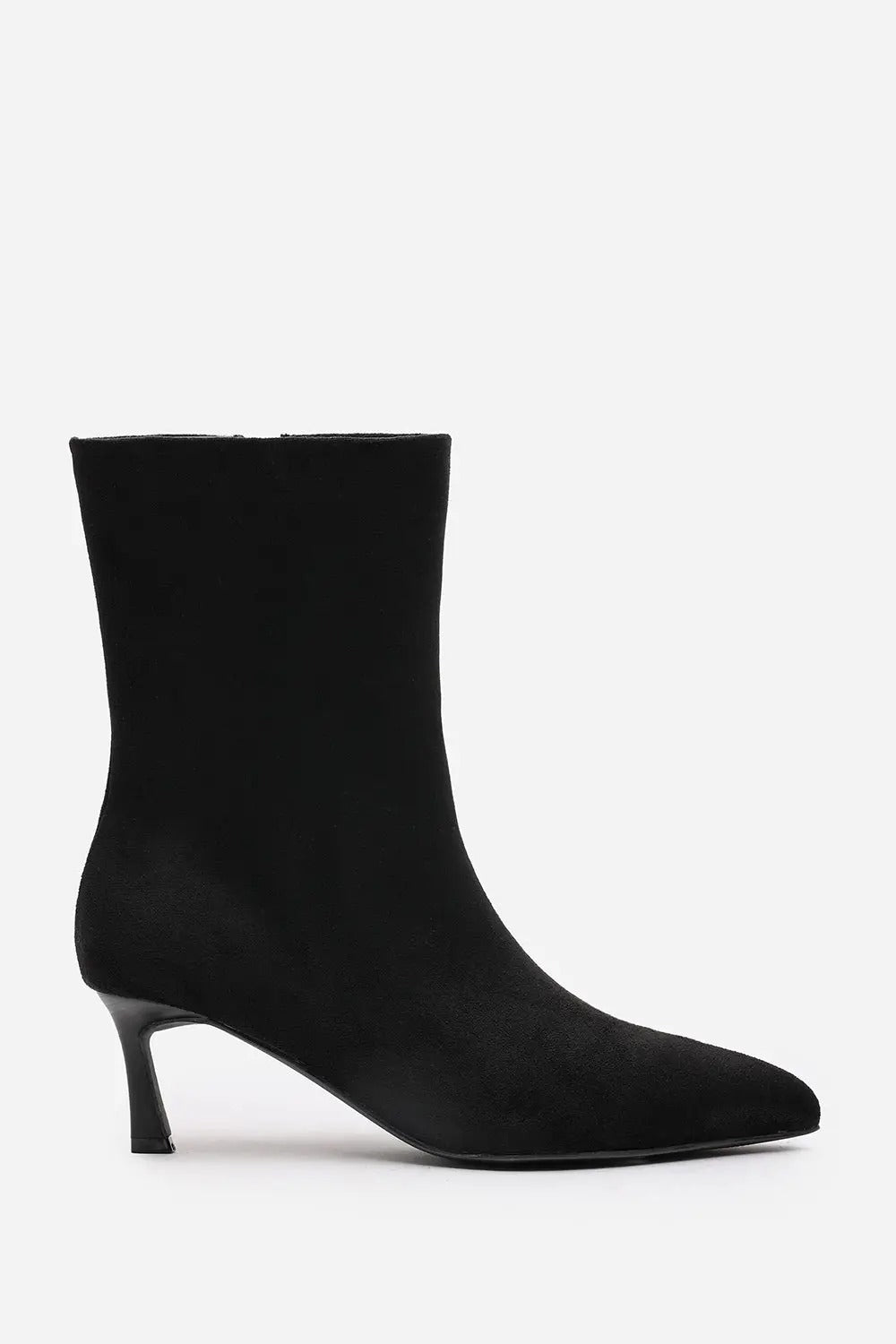 Women's Low Stiletto Heel Ankle Boots in Black Suede (PACK A)