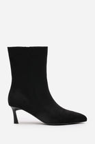 Women's Low Stiletto Heel Ankle Boots in Black Suede (PACK A)