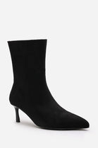 Women's Low Stiletto Heel Ankle Boots in Black Suede (PACK A)