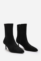 Women's Low Stiletto Heel Ankle Boots in Black Suede
