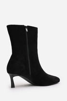 Women's Low Stiletto Heel Ankle Boots in Black Suede (PACK A)