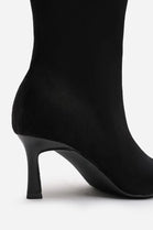 Women's Low Stiletto Heel Ankle Boots in Black Suede