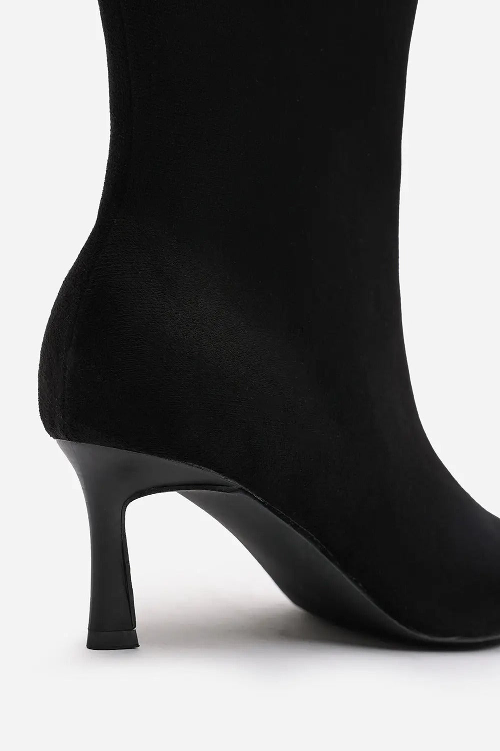 Women's Low Stiletto Heel Ankle Boots in Black Suede (PACK A)