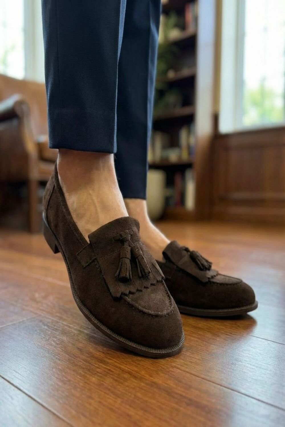 Women's Brown Suede Tassel Loafers | Wholesale