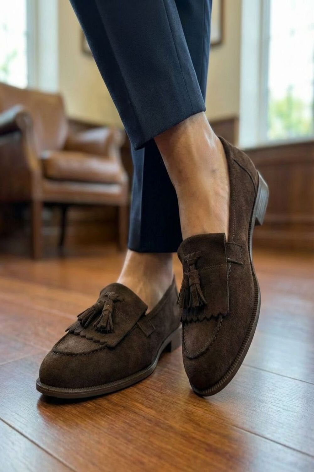 Women's Brown Suede Tassel Loafers | Wholesale