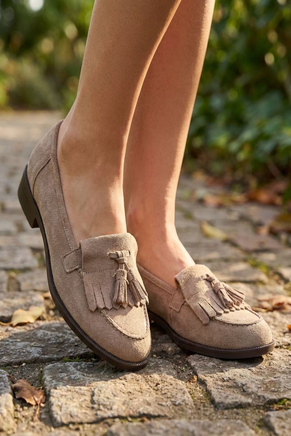 Women's Camel Suede Tassel Loafers | Wholesale