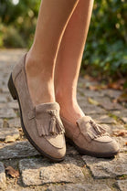 Women's Camel Suede Tassel Loafers | Wholesale