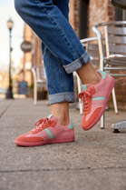 Orange Casual Low-Top Retro-Style Trainers With Contrast Stripes