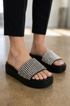 Women’s Rhinestone Chunky Platform Slide Sandals