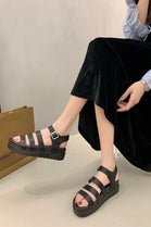 Ladies Black Multi-Strap Chunky Gladiator Sandals – Wholesale