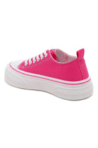 FUCHSIA CANVAS LACE UP TRAINERS