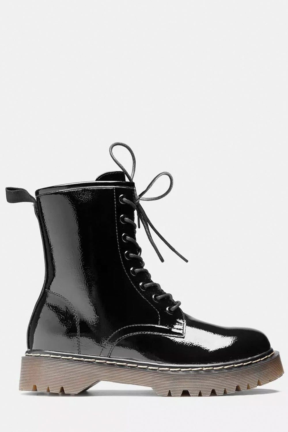 Black Patent Chunky Ankle Boots