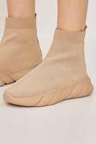 BEIGE SOCK TRAINERS SHOES