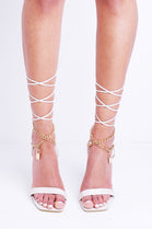 Cream Stiletto Heel With Chain Detail Ankle Strap