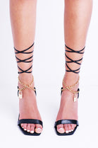 Black Stiletto Heel With Chain Detail Ankle Strap