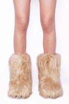Beige Fluffy Faux Fur Boots