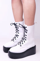 White PU Chunky Thick Sole Boot