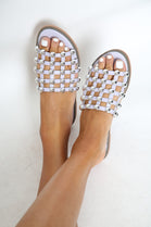 Lilac Studded Caged Slider Sandals