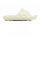 BONE WHITE 3D PYRAMID DETAIL SLIP ON FLAT POOL SLIDER SANDAL