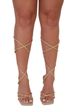 Nude PU Multi Chain Strap Tie Leg Heels