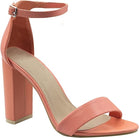 Coral Barely There Strappy Block Heels